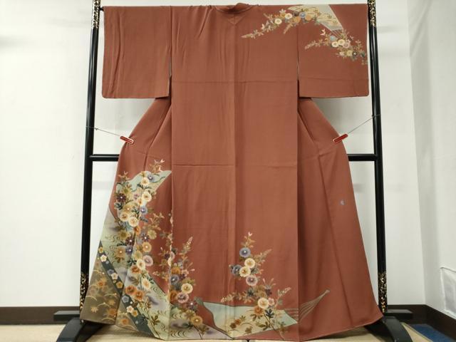 平和屋着物●十日町　加賀草木友禅の第一人者　田村哲彦　訪問着　流水菊花文　正絹　逸品　未使用　CABG0218yc