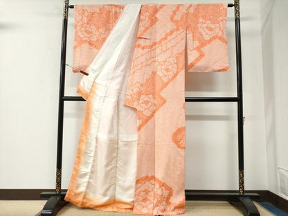平和屋着物●訪問着　総絞り　牡丹　正絹　逸品　CABG0219yc
