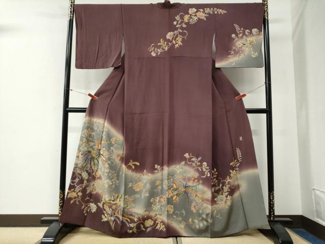 平和屋着物●十日町　加賀草木友禅の第一人者　田村哲彦　訪問着　鳳凰更紗花唐草文　暈し染め　正絹　逸品　CABG0220yc