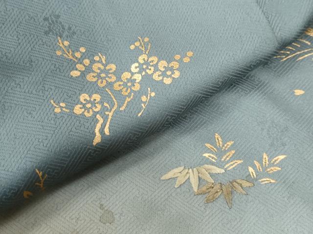 平和屋着物●訪問着　刺繍　飛鶴浜松籬草花文　暈し染め　金彩　正絹　逸品　CABG0221yc
