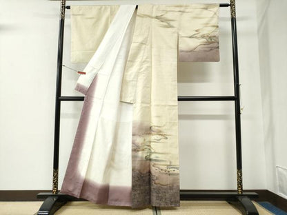 平和屋着物●訪問着　紬地　霞箔散らし　金彩　正絹　逸品　CABG0228yc