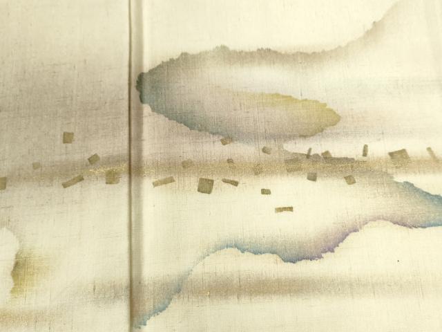 平和屋着物●訪問着　紬地　霞箔散らし　金彩　正絹　逸品　CABG0228yc