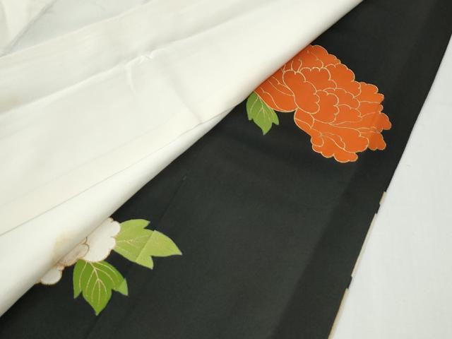 平和屋着物●銀座　志ま亀　黒留袖　駒刺繍　檜垣牡丹　金彩　たとう紙付き　正絹　逸品　CABG0241yc
