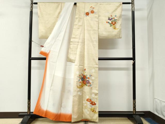 平和屋着物●銀座　志ま亀　訪問着　竜田川花束文　金彩　たとう紙付き　正絹　逸品　CABG0242yc