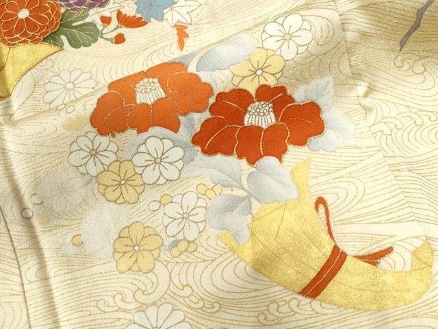 平和屋着物●銀座　志ま亀　訪問着　竜田川花束文　金彩　たとう紙付き　正絹　逸品　CABG0242yc