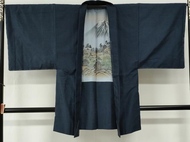 平和屋着物●男性 紬 アンサンブル 格子 正絹 逸品 未使用 CABG0243yc