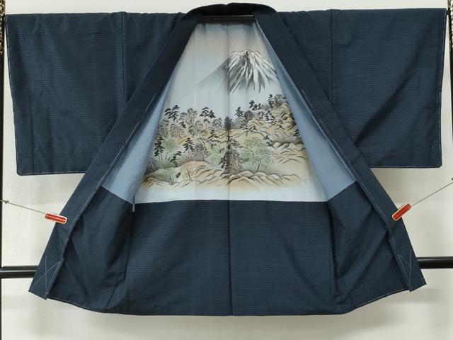 平和屋着物●男性 紬 アンサンブル 格子 正絹 逸品 未使用 CABG0243yc
