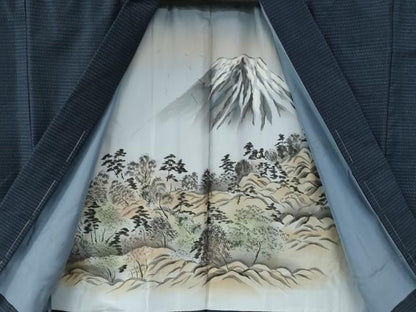 平和屋着物●男性 紬 アンサンブル 格子 正絹 逸品 未使用 CABG0243yc