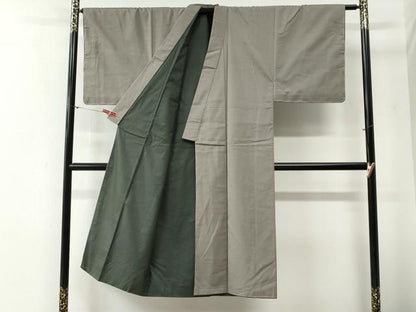 平和屋着物●男性　紬　アンサンブル　色無地　生壁色　正絹　逸品　未使用　CABG0244yc