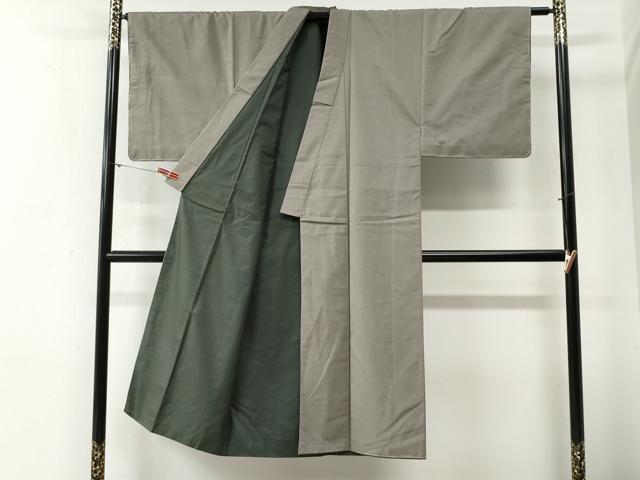 平和屋着物●男性　紬　アンサンブル　色無地　生壁色　正絹　逸品　未使用　CABG0244yc