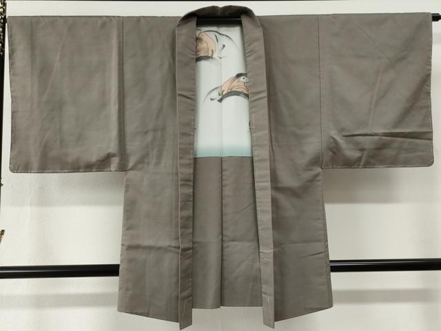 平和屋着物●男性　紬　アンサンブル　色無地　生壁色　正絹　逸品　未使用　CABG0244yc