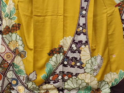 平和屋着物●女優・後藤久美子ブランド 振袖・長襦袢セット 駒刺繍 舞花文 金彩 正絹 逸品 CABG0245yc