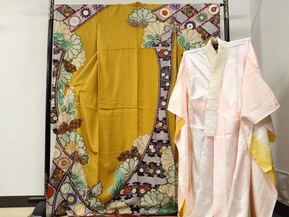 平和屋着物●女優・後藤久美子ブランド 振袖・長襦袢セット 駒刺繍 舞花文 金彩 正絹 逸品 CABG0245yc