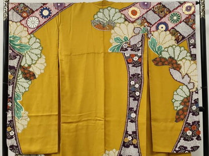 平和屋着物●女優・後藤久美子ブランド 振袖・長襦袢セット 駒刺繍 舞花文 金彩 正絹 逸品 CABG0245yc