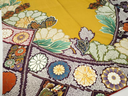 平和屋着物●女優・後藤久美子ブランド 振袖・長襦袢セット 駒刺繍 舞花文 金彩 正絹 逸品 CABG0245yc