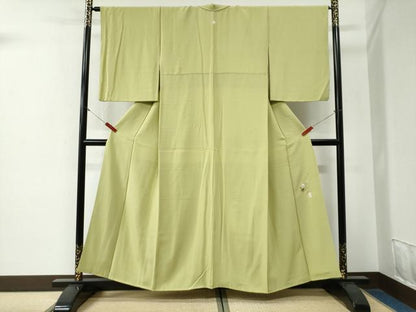平和屋着物●本草木染作家　瑞寶　色無地　抹茶色　正絹　逸品　CABG0247yc
