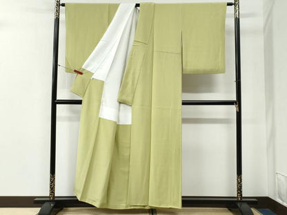 平和屋着物●本草木染作家　瑞寶　色無地　抹茶色　正絹　逸品　CABG0247yc