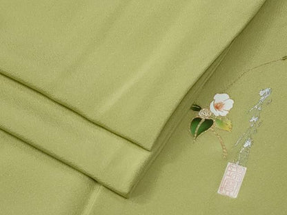 平和屋着物●本草木染作家　瑞寶　色無地　抹茶色　正絹　逸品　CABG0247yc