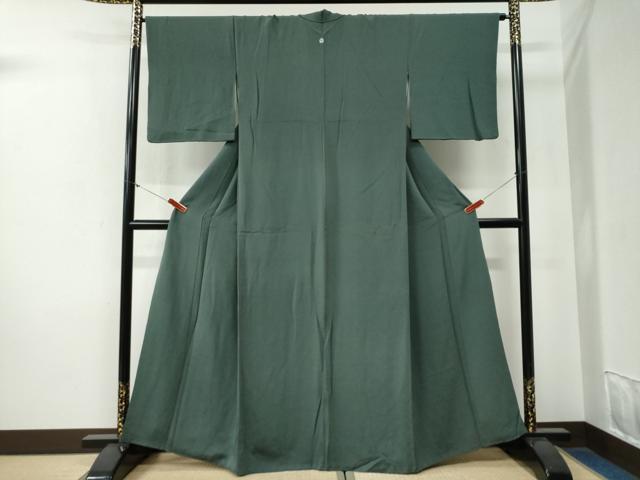 平和屋着物●上質な色無地　革色　鬼しぼ縮緬　正絹　逸品　CABG0248yc