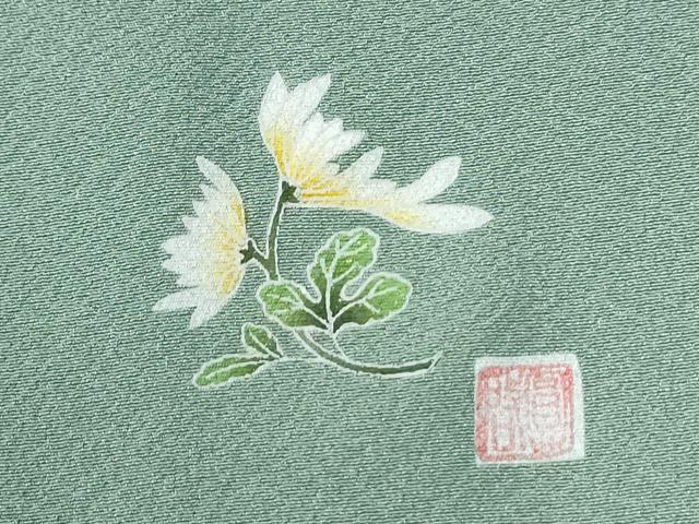 平和屋着物●本草木染作家　圓啓　色無地　薄青色　正絹　逸品　CABG0249yc