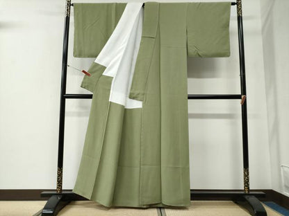 平和屋着物●上質な色無地　青丹色　正絹　逸品　未使用　CABG0250yc
