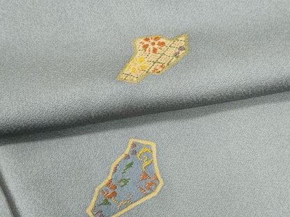 平和屋着物●訪問着　総刺繍　花唐草文　金彩　ロング丈　正絹　逸品　CABG0253yc