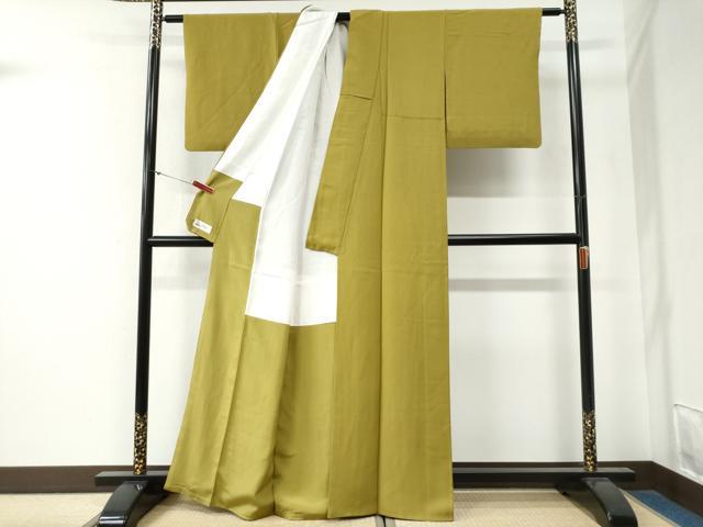 平和屋着物●上質な色無地　菜種油色　やまと誂製　正絹　逸品　CABG0256yc