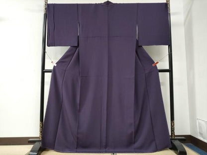 平和屋着物●上質な色無地　深紫色　健勝苑扱い　ロング丈　正絹　逸品　未使用　CABG0258yc