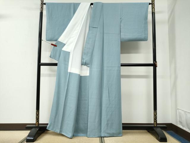 平和屋着物●上質な色無地　南天地紋　浅縹色　正絹　逸品　CABG0259yc