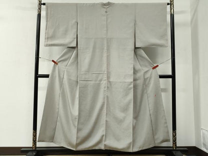 平和屋着物●上質な色無地　作家物　吉祥地紋　絹鼠色　正絹　逸品　CABG0260yc