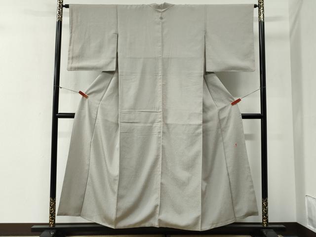 平和屋着物●上質な色無地　作家物　吉祥地紋　絹鼠色　正絹　逸品　CABG0260yc