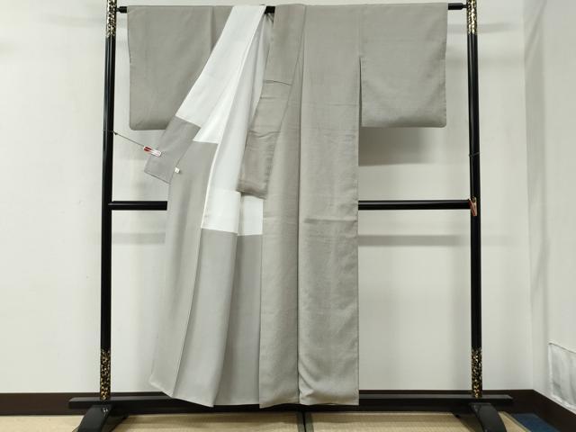平和屋着物●上質な色無地　作家物　吉祥地紋　絹鼠色　正絹　逸品　CABG0260yc