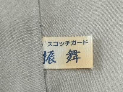 平和屋着物●上質な色無地　作家物　吉祥地紋　絹鼠色　正絹　逸品　CABG0260yc