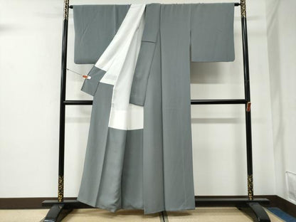 平和屋着物●本草木染作家　瑞寶　色無地　鼠色　正絹　逸品　CABG0261yc