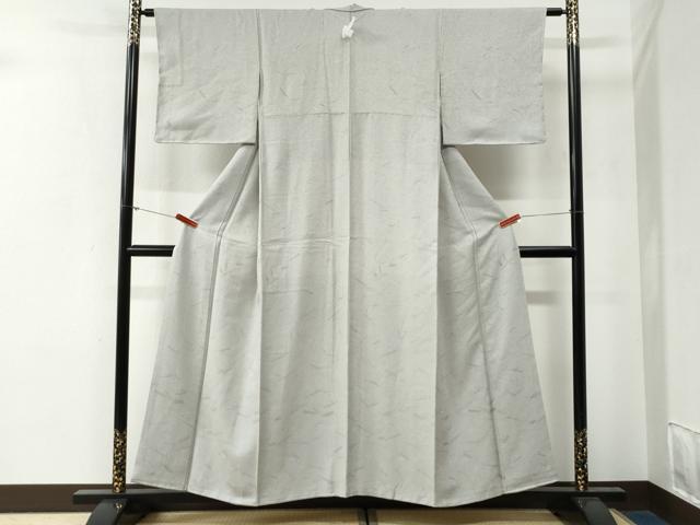 平和屋着物●上質な色無地　吉祥地紋　白鼠色　正絹　逸品　未使用　CABG0265yc