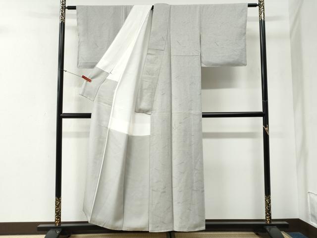 平和屋着物●上質な色無地　吉祥地紋　白鼠色　正絹　逸品　未使用　CABG0265yc