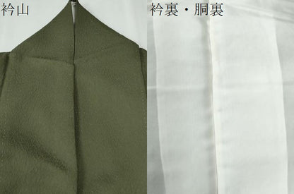 平和屋着物●上質な色無地　吉祥地紋　麹塵色　正絹　逸品　CABG0266
