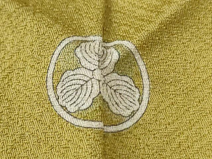 平和屋着物●上質な色無地　紗綾形地紋　芥子色　正絹　逸品　CABG0271yc