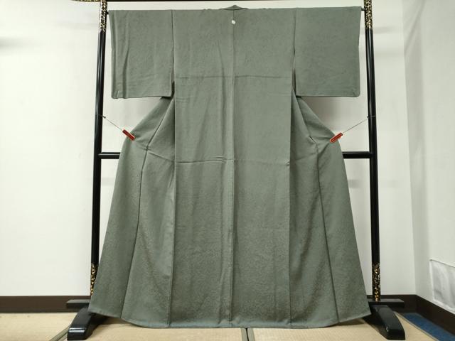 平和屋着物●上質な色無地　花松地紋　山鳩色　正絹　逸品　CABG0272yc