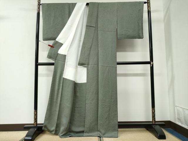 平和屋着物●上質な色無地　花松地紋　山鳩色　正絹　逸品　CABG0272yc