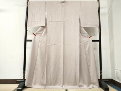 平和屋着物●上質な色無地　灰桜色　ロング丈　正絹　逸品　CABG0273yc