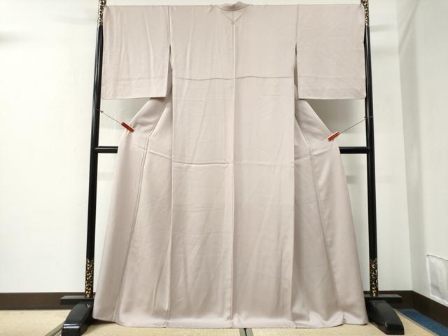 平和屋着物●上質な色無地　灰桜色　ロング丈　正絹　逸品　CABG0273yc
