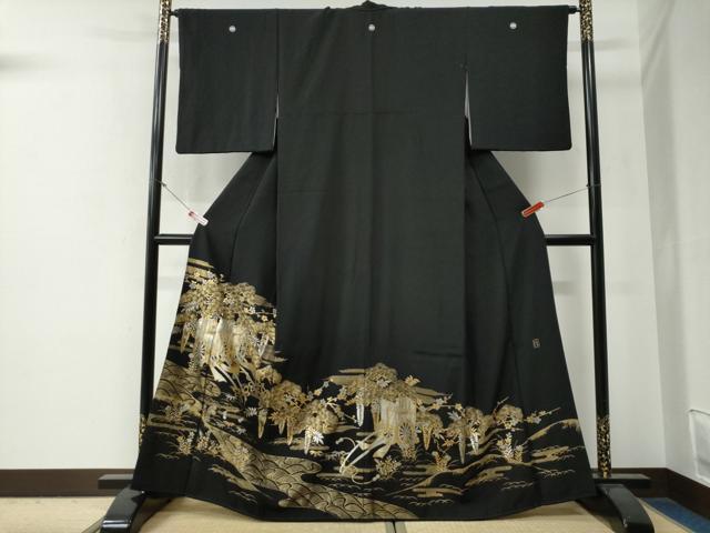 平和屋着物●豪華黒留袖　作家物　御所車松竹梅　金銀彩　正絹　逸品　CABG0277yc