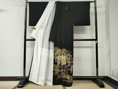 平和屋着物●豪華黒留袖　作家物　御所車松竹梅　金銀彩　正絹　逸品　CABG0277yc