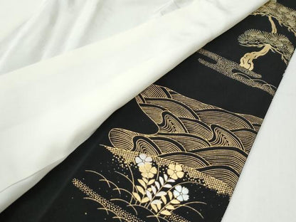 平和屋着物●豪華黒留袖　作家物　御所車松竹梅　金銀彩　正絹　逸品　CABG0277yc