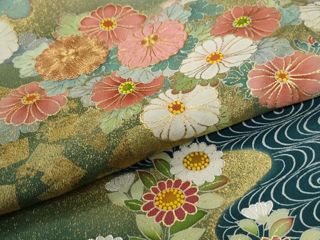 平和屋着物●京友禅の第一人者　松井青々　黒留袖　駒刺繍　雲取り流水草花文　暈し染め　金彩　正絹　逸品　CABG0278yc
