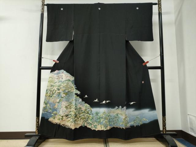 平和屋着物●豪華黒留袖　作家物　飛鶴遠山浜松文　銀座おゝぎ屋扱い　正絹　逸品　CABG0280yc