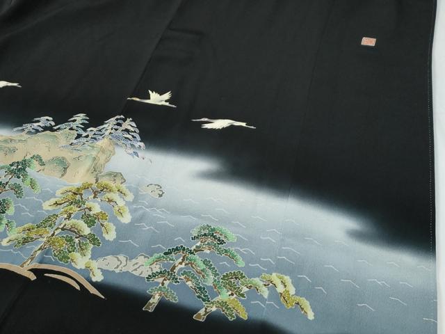 平和屋着物●豪華黒留袖　作家物　飛鶴遠山浜松文　銀座おゝぎ屋扱い　正絹　逸品　CABG0280yc