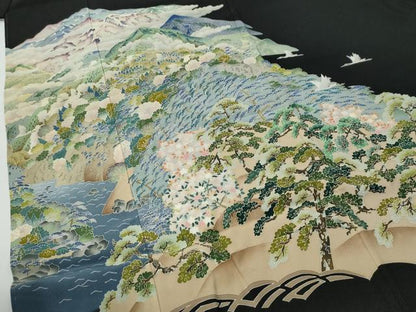 平和屋着物●豪華黒留袖　作家物　飛鶴遠山浜松文　銀座おゝぎ屋扱い　正絹　逸品　CABG0280yc