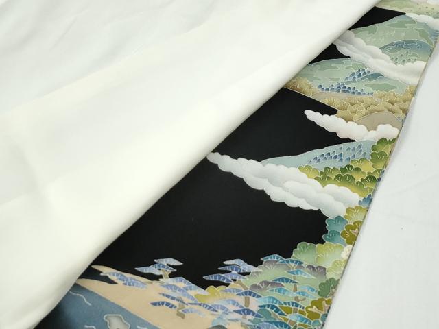 平和屋着物●豪華黒留袖　作家物　飛鶴遠山浜松文　銀座おゝぎ屋扱い　正絹　逸品　CABG0280yc